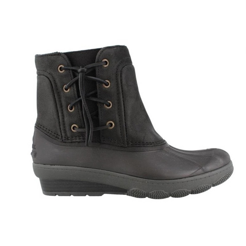 Sperry Black Lace-Up Waterproof Ankle Boots